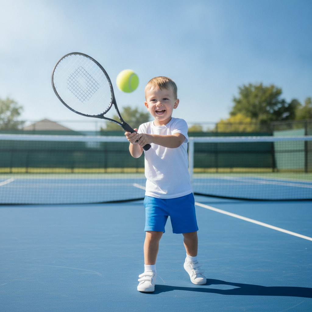 Enfant jouant au tennis - Stage Éveil