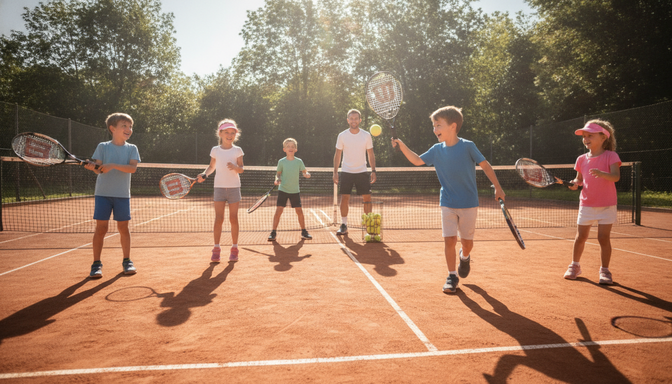 Enfants jouant au tennis